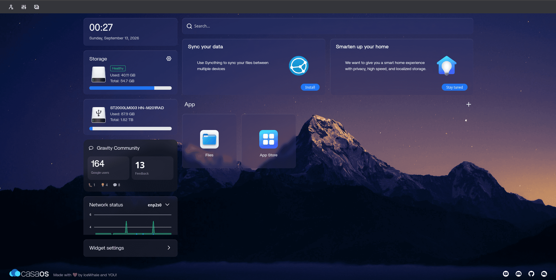 CasaOS dashboard