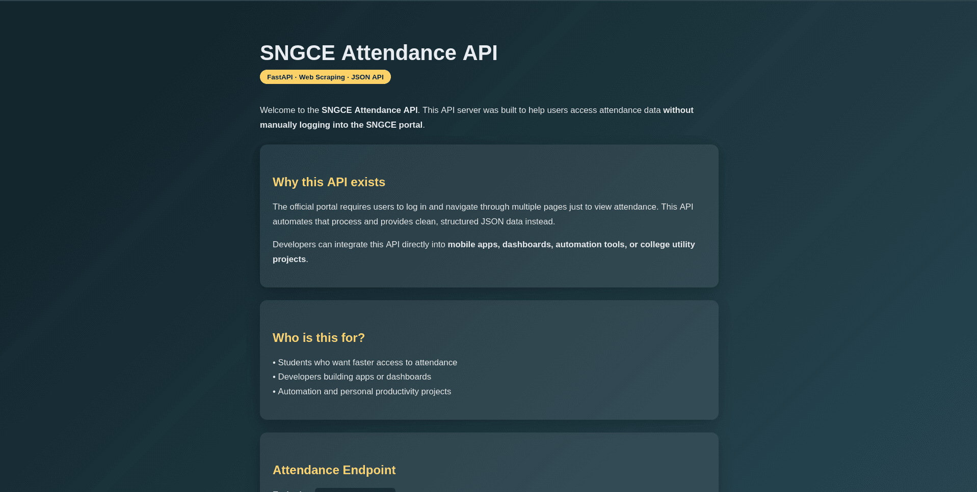 SNGCE Attendance API